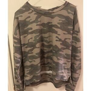 PJ SALVAGE “KIND IS COOL” CAMO CAMOUFLAGE TOP PAJAMAS SHIRT SWEATSHIRT grunge